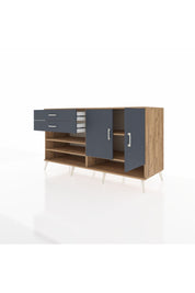 Kronos Konsol 4 Raflı 2 Çekmeceli 2 Kapaklı 176x59x99 Çam-Antrasit