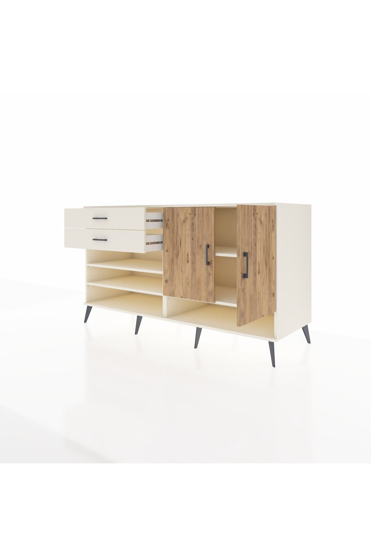 Kronos Konsol 4 Raflı 2 Çekmeceli 2 Kapaklı 176x59x99 Aytaşı-Çam/Aytaşı