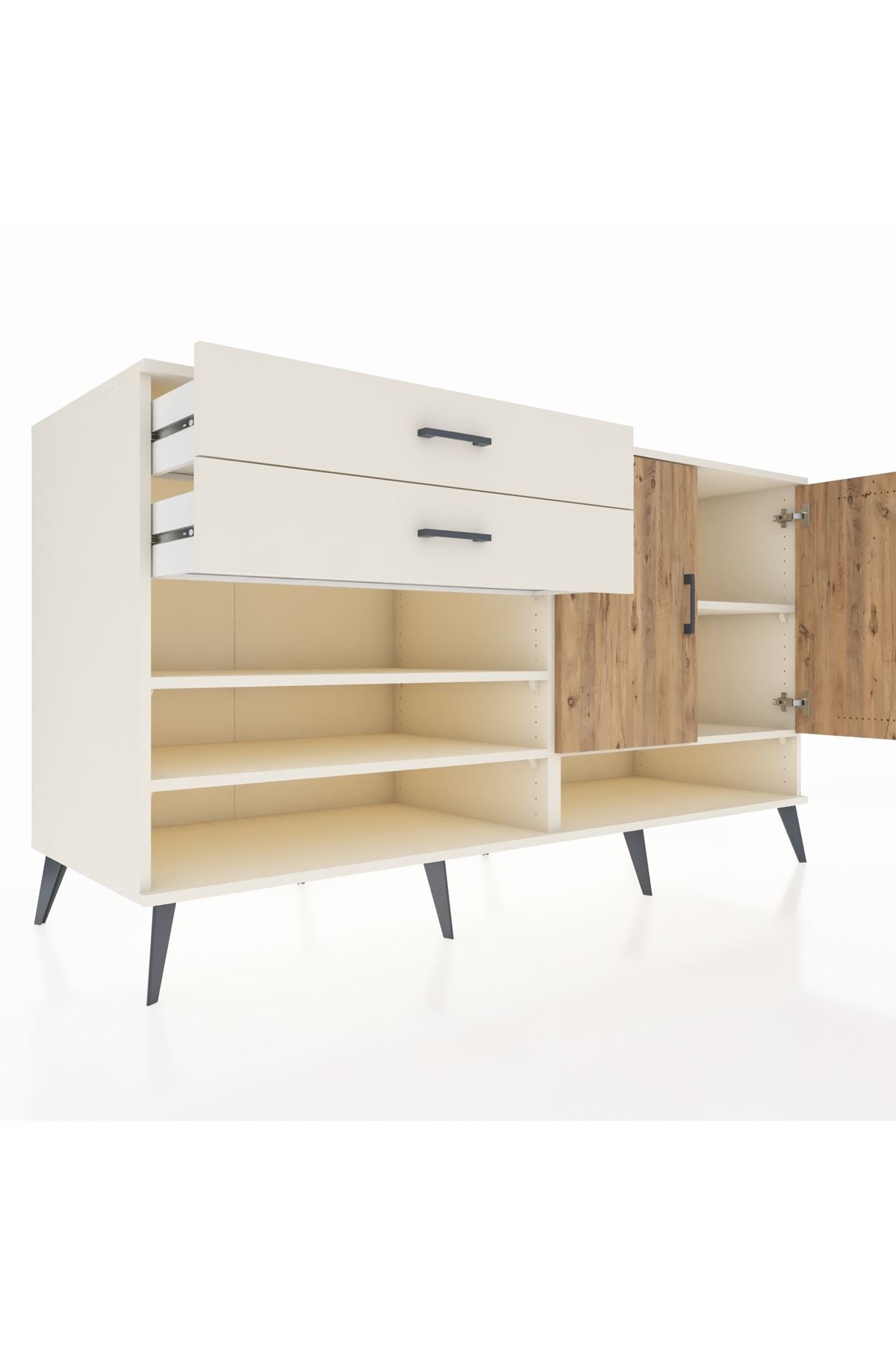 Kronos Konsol 4 Raflı 2 Çekmeceli 2 Kapaklı 176x59x99 Aytaşı-Çam/Aytaşı