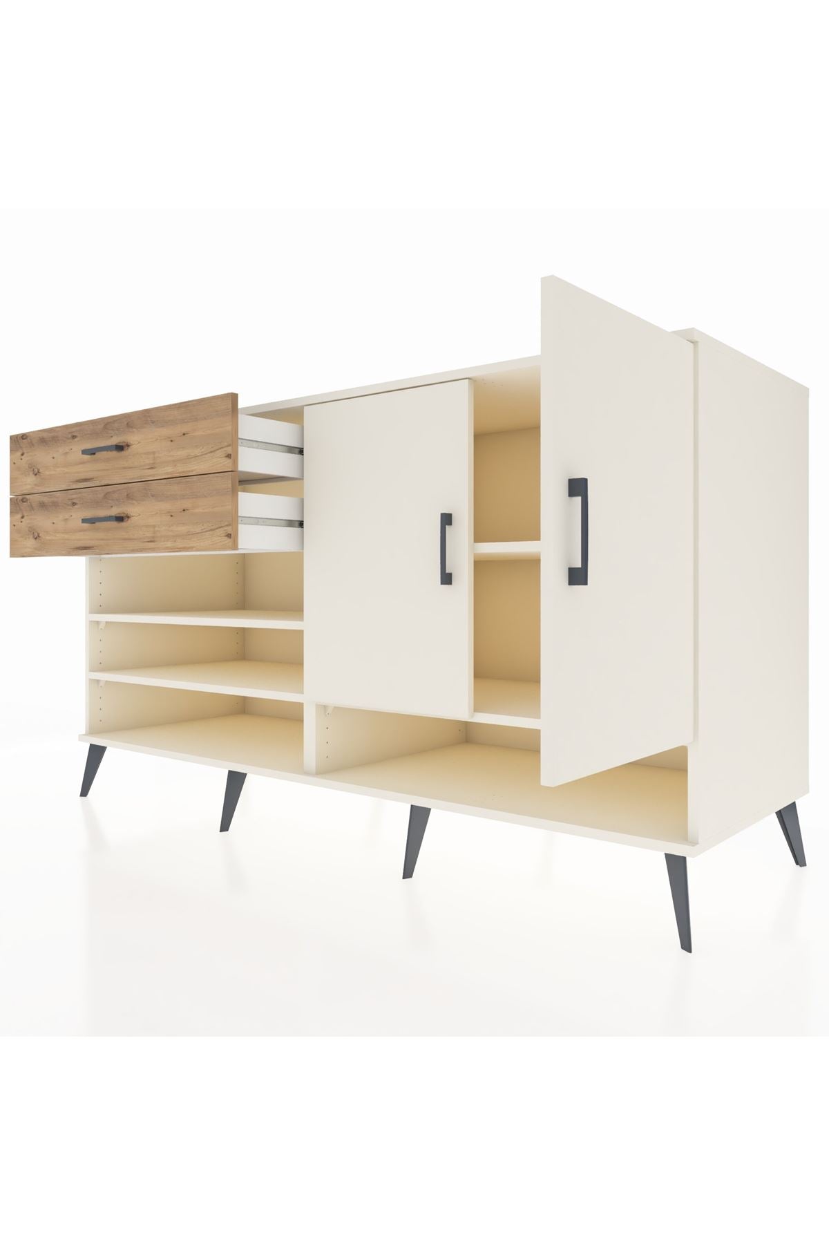 Kronos Konsol 4 Raflı 2 Çekmeceli 2 Kapaklı 176x59x99 Aytaşı-Aytaşı/Çam