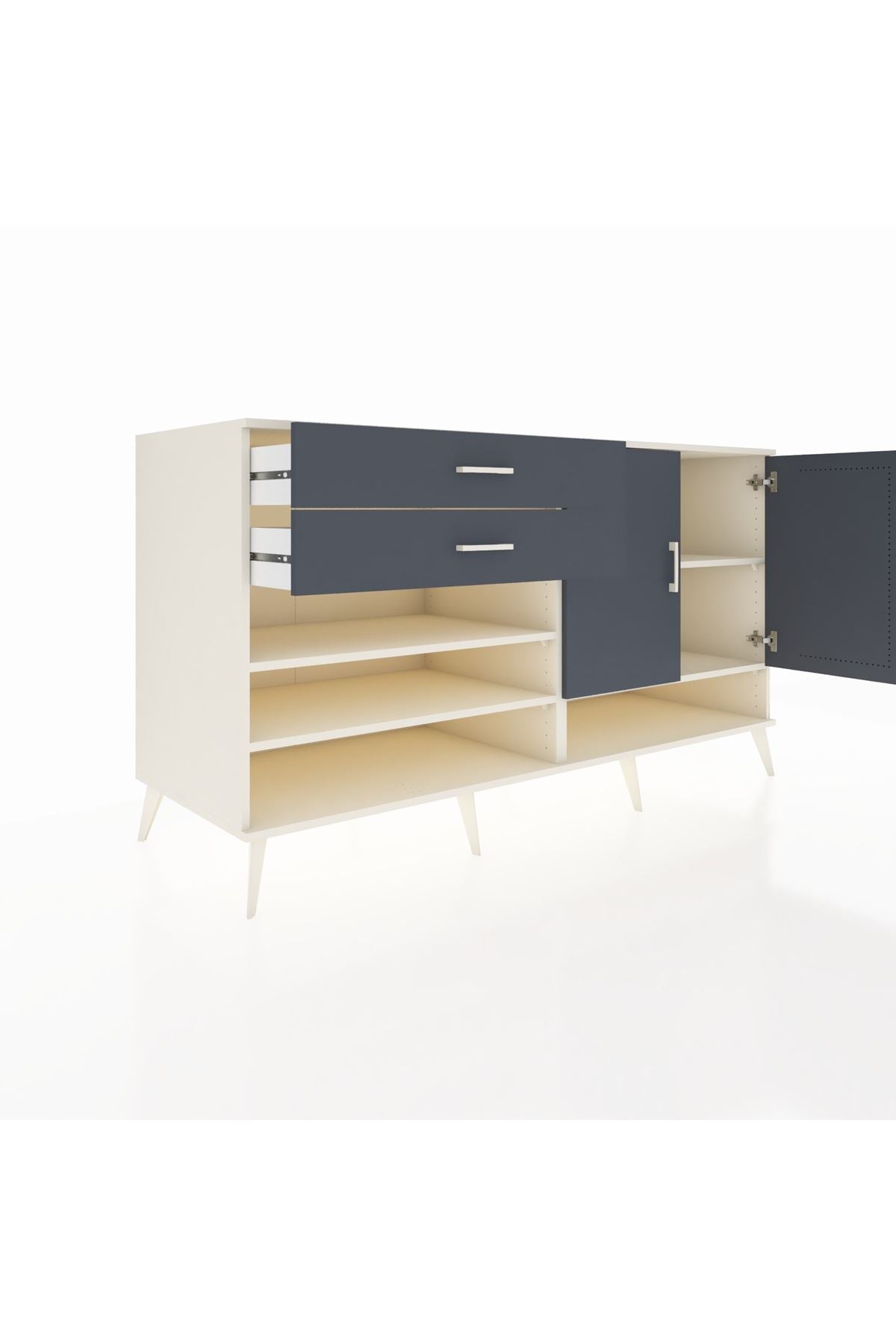 Kronos Konsol 4 Raflı 2 Çekmeceli 2 Kapaklı 176x59x99 Aytaşı-Antrasit