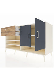 Kronos Konsol 4 Raflı 2 Çekmeceli 2 Kapaklı 176x59x99 Aytaşı-Antrasit/Çam