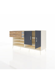 Kronos Konsol 4 Raflı 2 Çekmeceli 2 Kapaklı 176x59x99 Aytaşı-Antrasit/Çam