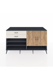 Kronos Konsol 4 Raflı 2 Çekmeceli 2 Kapaklı 176x59x99 Antrasit-Çam/Aytaşı