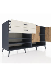 Kronos Konsol 4 Raflı 2 Çekmeceli 2 Kapaklı 176x59x99 Antrasit-Çam/Aytaşı