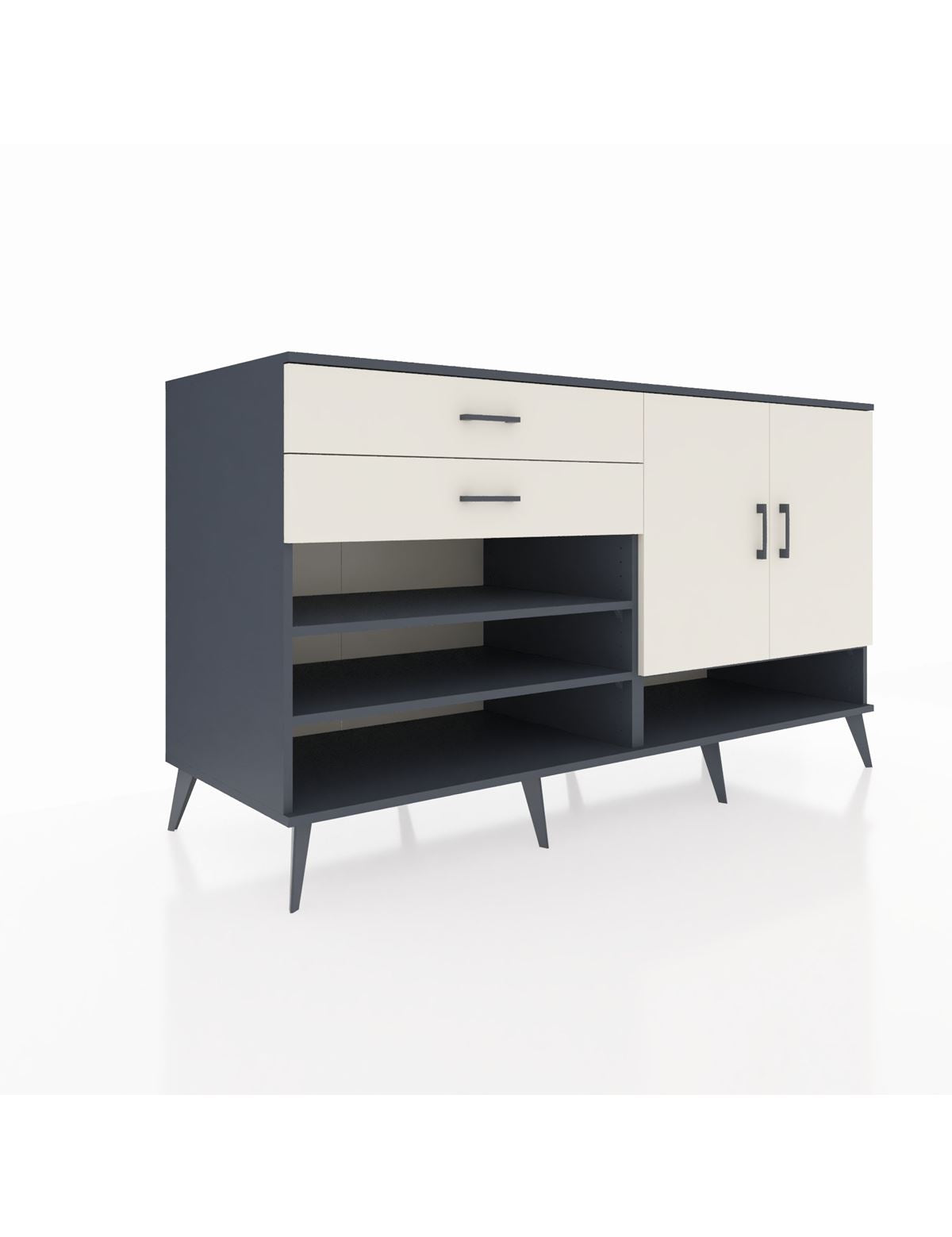 Kronos Konsol 4 Raflı 2 Çekmeceli 2 Kapaklı 176x59x99 Antrasit-Aytaşı