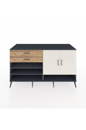 Kronos Konsol 4 Raflı 2 Çekmeceli 2 Kapaklı 176x59x99 Antrasit-Aytaşı/Çam