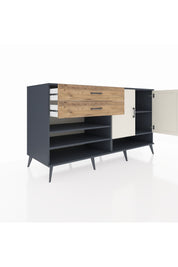 Kronos Konsol 4 Raflı 2 Çekmeceli 2 Kapaklı 176x59x99 Antrasit-Aytaşı/Çam