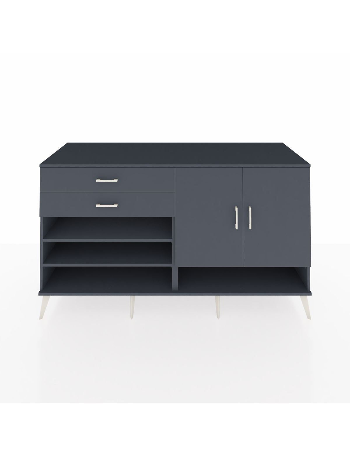 Kronos Konsol 4 Raflı 2 Çekmeceli 2 Kapaklı 176x59x99 Antrasit-Antrasit