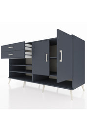 Kronos Konsol 4 Raflı 2 Çekmeceli 2 Kapaklı 176x59x99 Antrasit-Antrasit