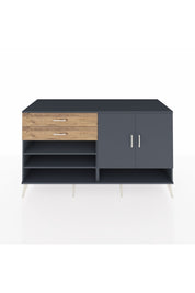 Kronos Konsol 4 Raflı 2 Çekmeceli 2 Kapaklı 176x59x99 Antrasit-Antrasit/Çam