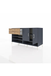 Kronos Konsol 4 Raflı 2 Çekmeceli 2 Kapaklı 176x59x99 Antrasit-Antrasit/Çam