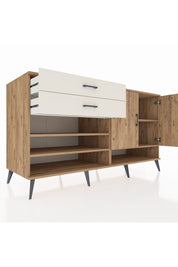 Kronos Konsol 4 Raflı 2 Çekmeceli 2 Kapaklı 176x59x99 Çam-Çam/Aytaşı