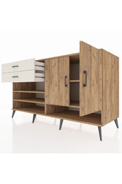 Kronos Konsol 4 Raflı 2 Çekmeceli 2 Kapaklı 176x59x99 Çam-Çam/Aytaşı
