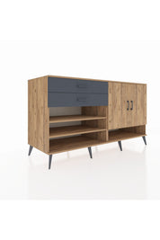 Kronos Konsol 4 Raflı 2 Çekmeceli 2 Kapaklı 176x59x99 Çam-Çam/Antrasit