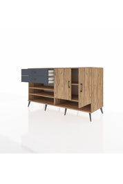 Kronos Konsol 4 Raflı 2 Çekmeceli 2 Kapaklı 176x59x99 Çam-Çam/Antrasit