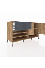 Kronos Konsol 4 Raflı 2 Çekmeceli 2 Kapaklı 176x59x99 Çam-Çam/Antrasit