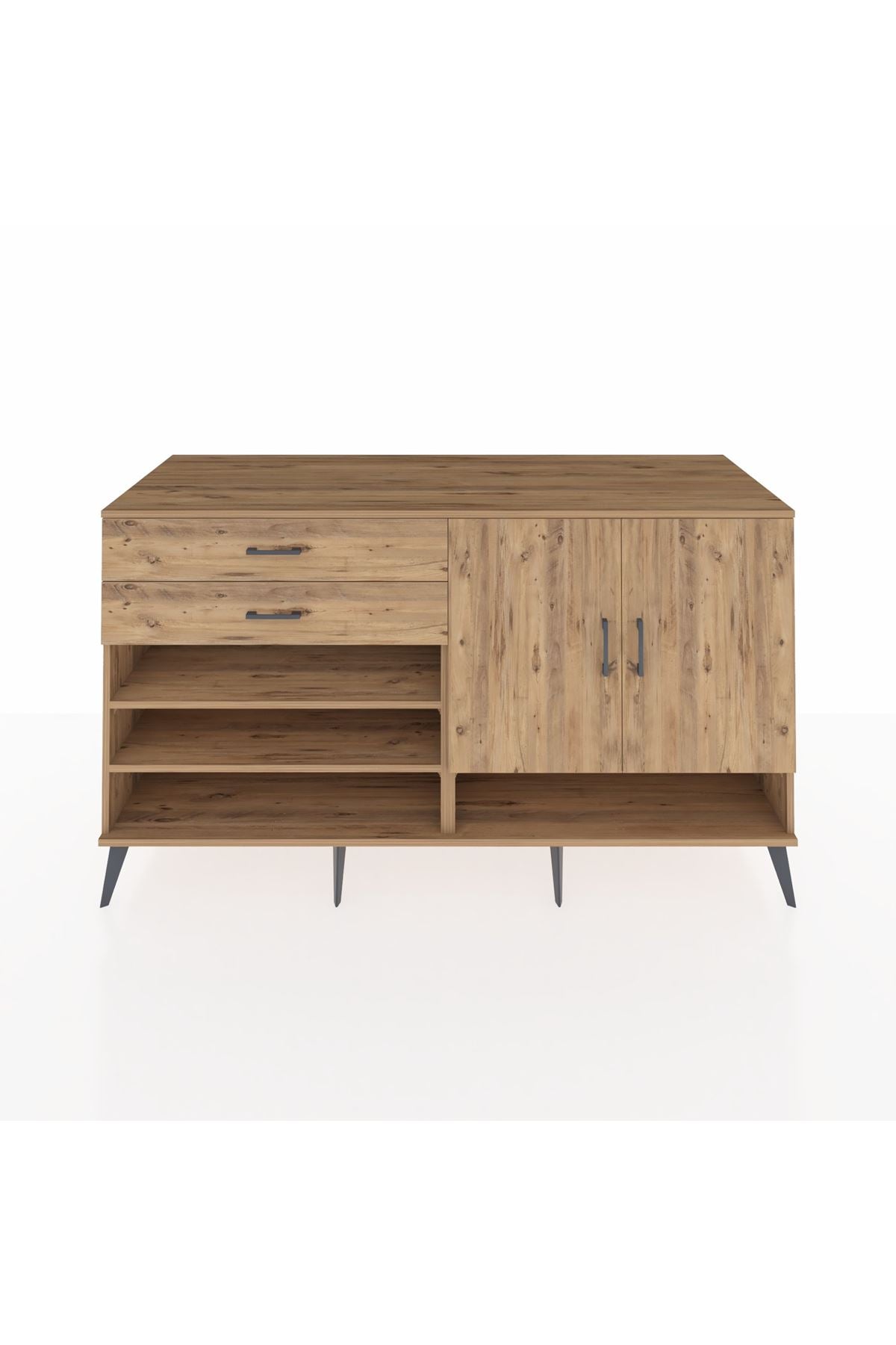 Kronos Konsol 4 Raflı 2 Çekmeceli 2 Kapaklı 176x59x99 Çam-Çam