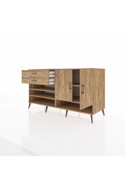 Kronos Konsol 4 Raflı 2 Çekmeceli 2 Kapaklı 176x59x99 Çam-Çam