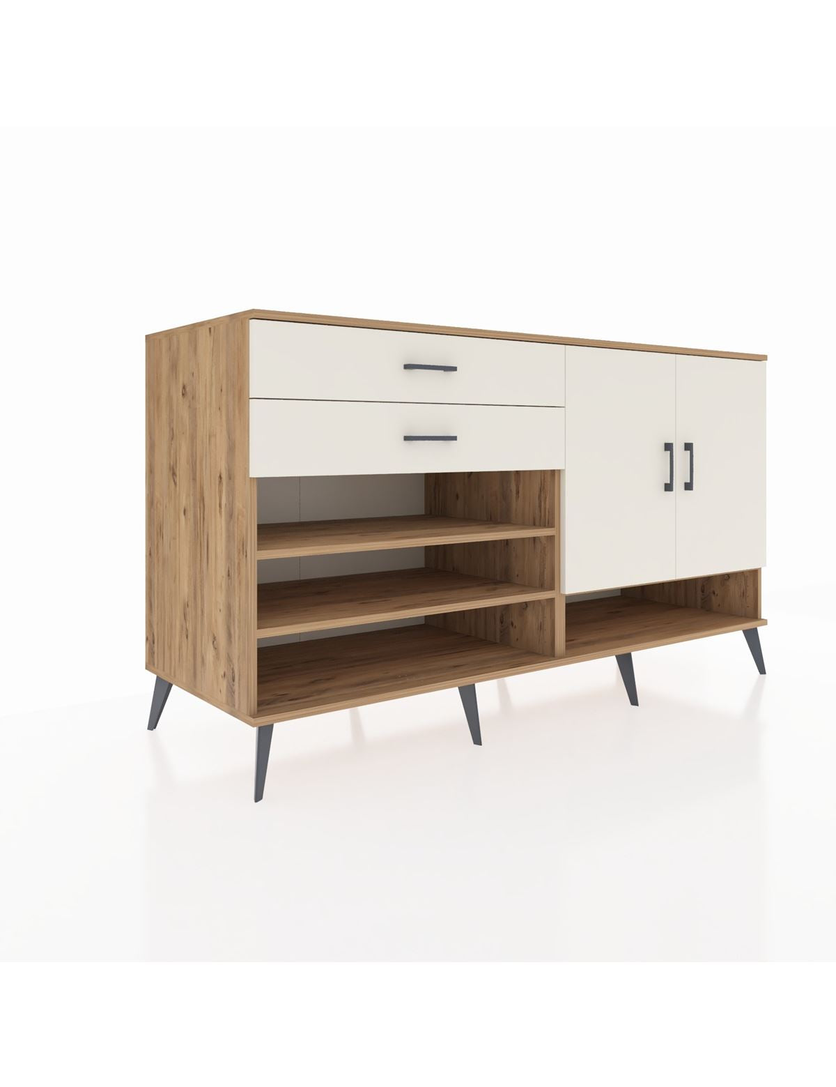 Kronos Konsol 4 Raflı 2 Çekmeceli 2 Kapaklı 176x59x99 Çam-Aytaşı