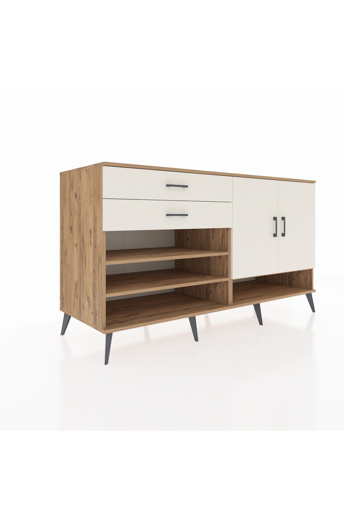 Kronos Konsol 4 Raflı 2 Çekmeceli 2 Kapaklı 176x59x99 Çam-Aytaşı