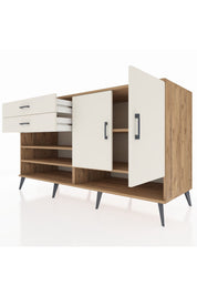 Kronos Konsol 4 Raflı 2 Çekmeceli 2 Kapaklı 176x59x99 Çam-Aytaşı