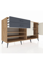 Kronos Konsol 4 Raflı 2 Çekmeceli 2 Kapaklı 176x59x99 Çam-Aytaşı/Antrasit