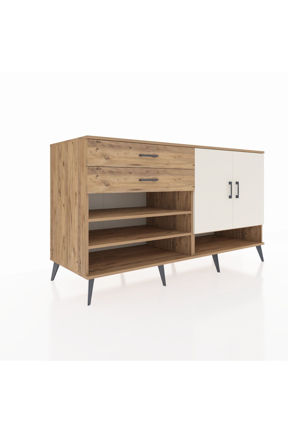 Kronos Konsol 4 Raflı 2 Çekmeceli 2 Kapaklı 176x59x99 Çam-Aytaşı/Çam