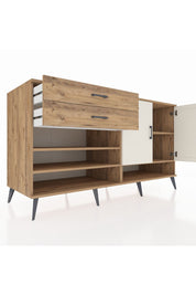 Kronos Konsol 4 Raflı 2 Çekmeceli 2 Kapaklı 176x59x99 Çam-Aytaşı/Çam