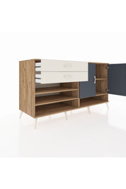 Kronos Konsol 4 Raflı 2 Çekmeceli 2 Kapaklı 176x59x99 Çam-Antrasit/Aytaşı