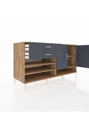 Kronos Konsol 4 Raflı 2 Çekmeceli 2 Kapaklı 176x59x99 Çam-Antrasit