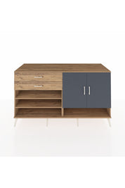 Kronos Konsol 4 Raflı 2 Çekmeceli 2 Kapaklı 176x59x99 Çam-Antrasit/Çam