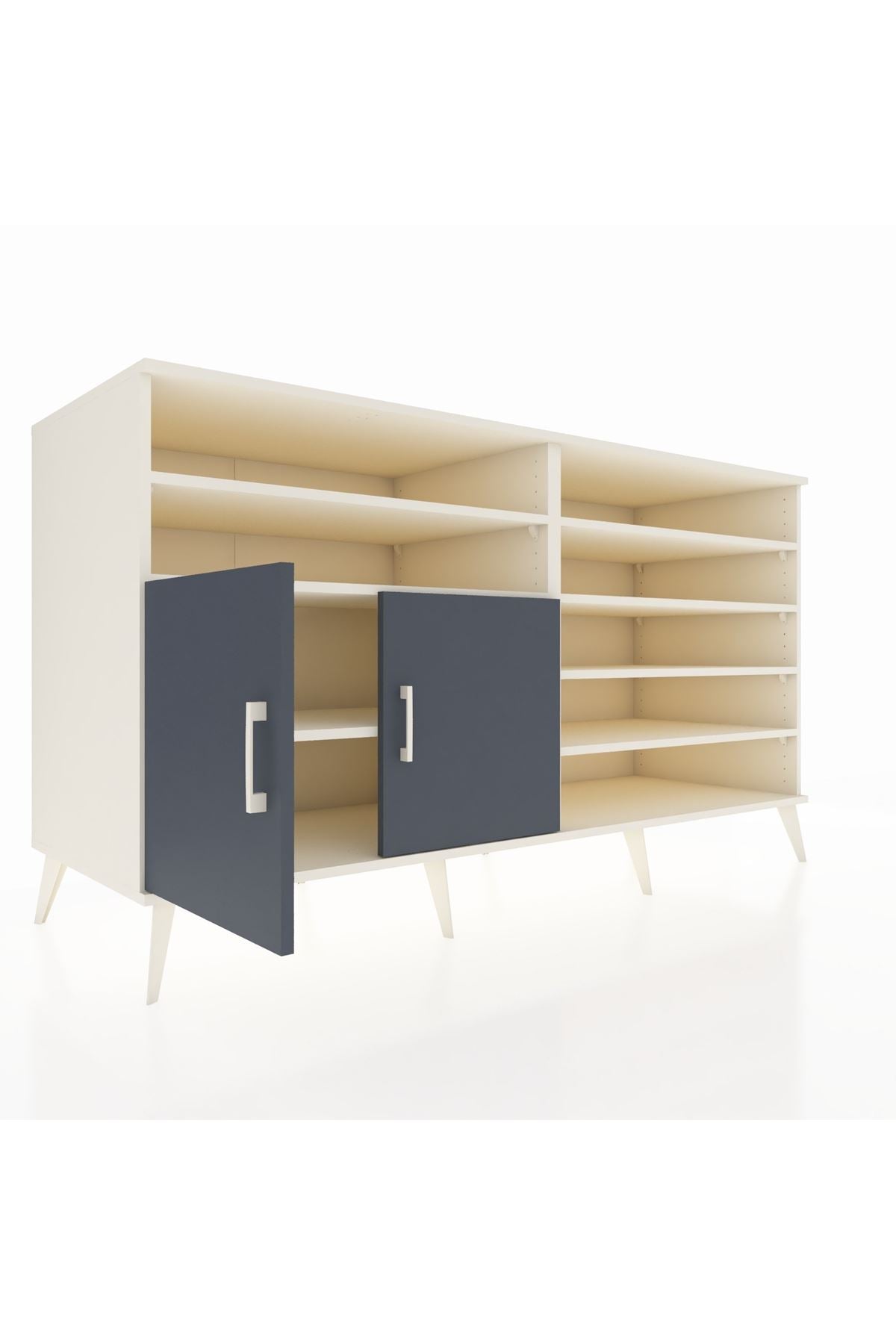 Kronos Konsol 7 Raflı 2 Kapaklı 176x59x99 Aytaşı-Antrasit/Çam