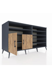 Kronos Konsol 7 Raflı 2 Kapaklı 176x59x99 Antrasit-Çam/Antrasit