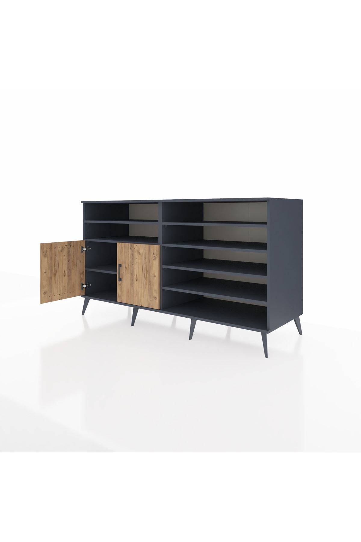 Kronos Konsol 7 Raflı 2 Kapaklı 176x59x99 Antrasit-Çam