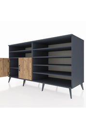 Kronos Konsol 7 Raflı 2 Kapaklı 176x59x99 Antrasit-Çam