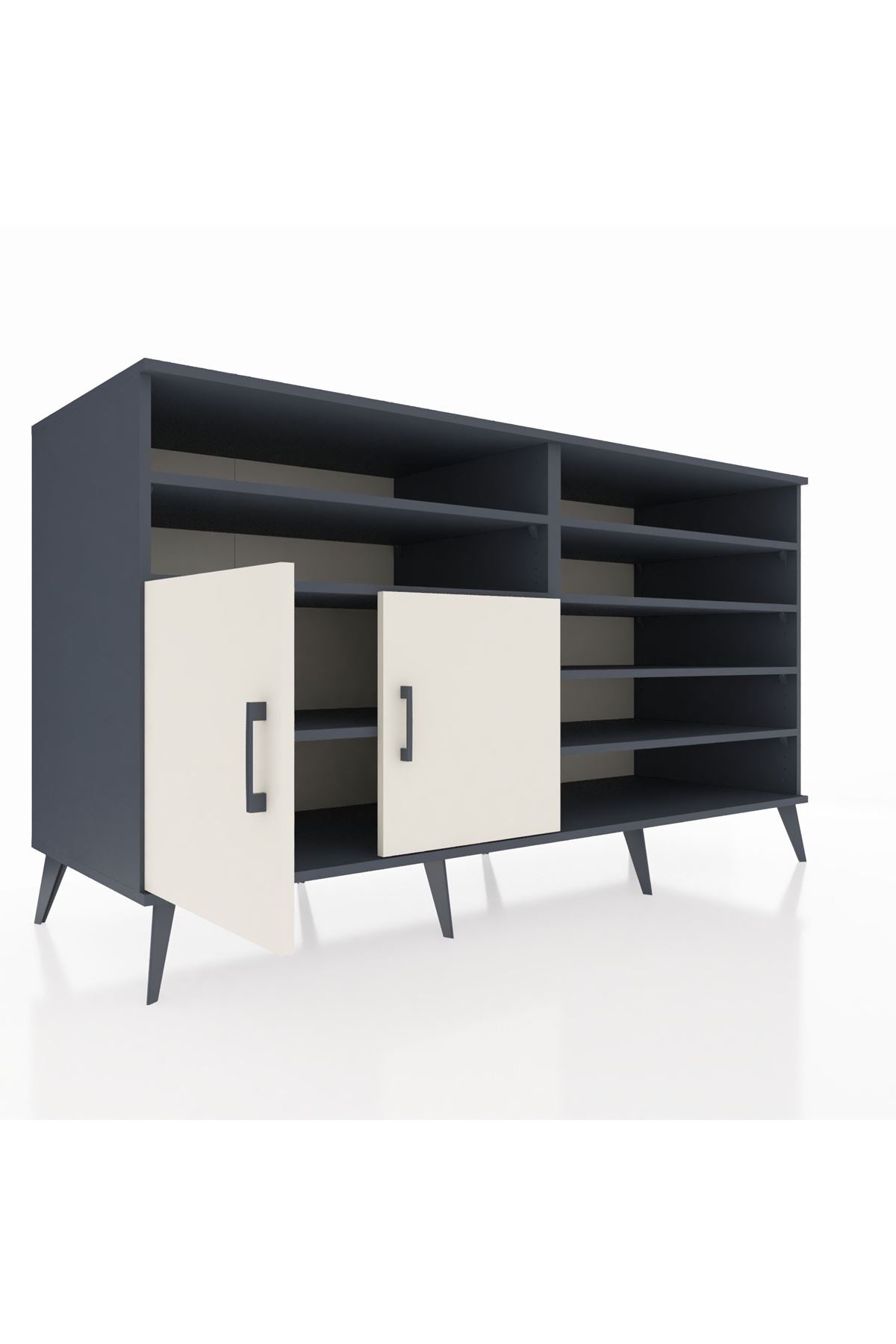 Kronos Konsol 7 Raflı 2 Kapaklı 176x59x99 Antrasit-Aytaşı/Antrasit