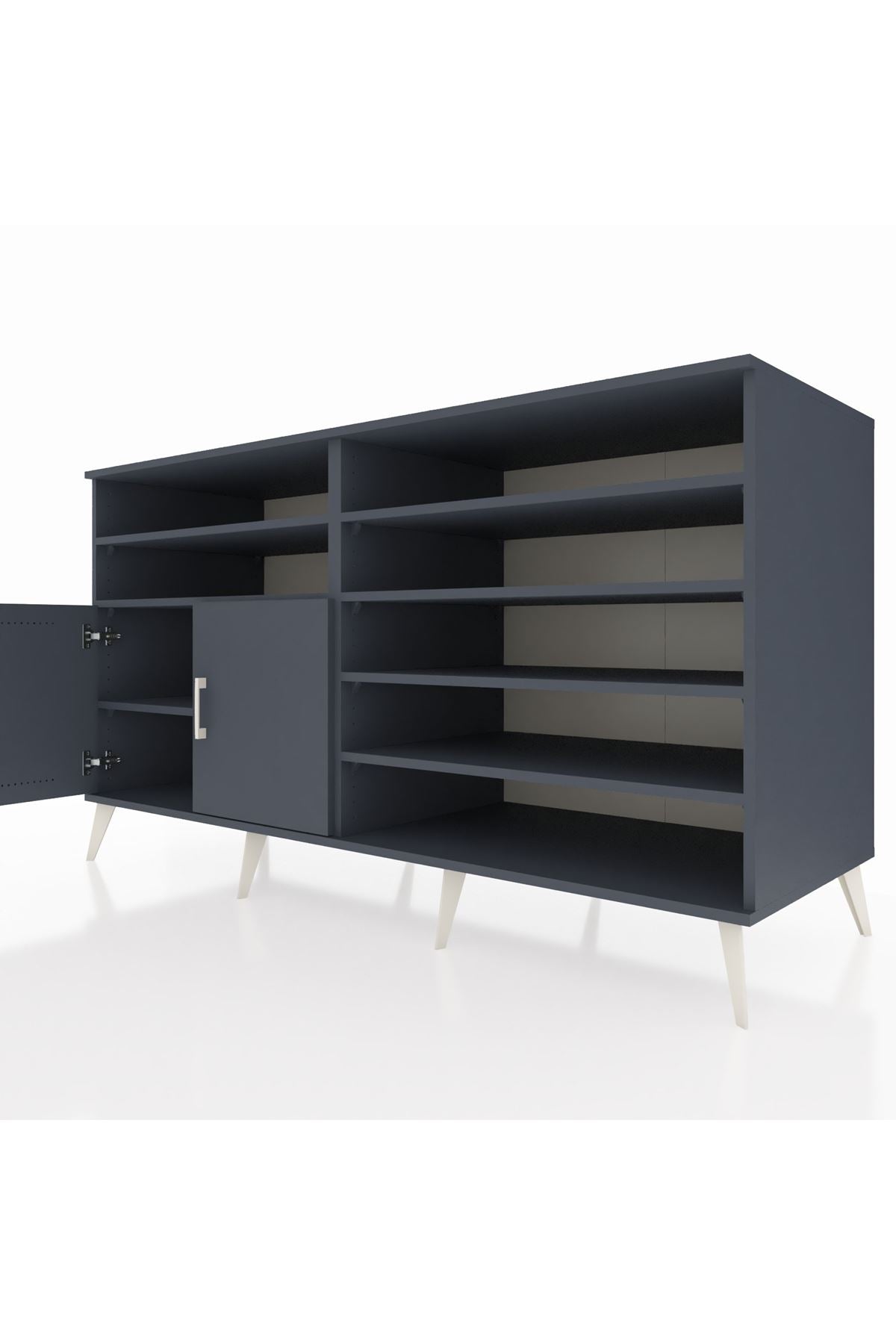 Kronos Konsol 7 Raflı 2 Kapaklı 176x59x99 Antrasit-Antrasit/Aytaşı