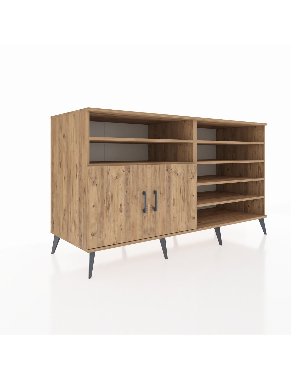 Kronos Konsol 7 Raflı 2 Kapaklı 176x59x99 Çam-Çam