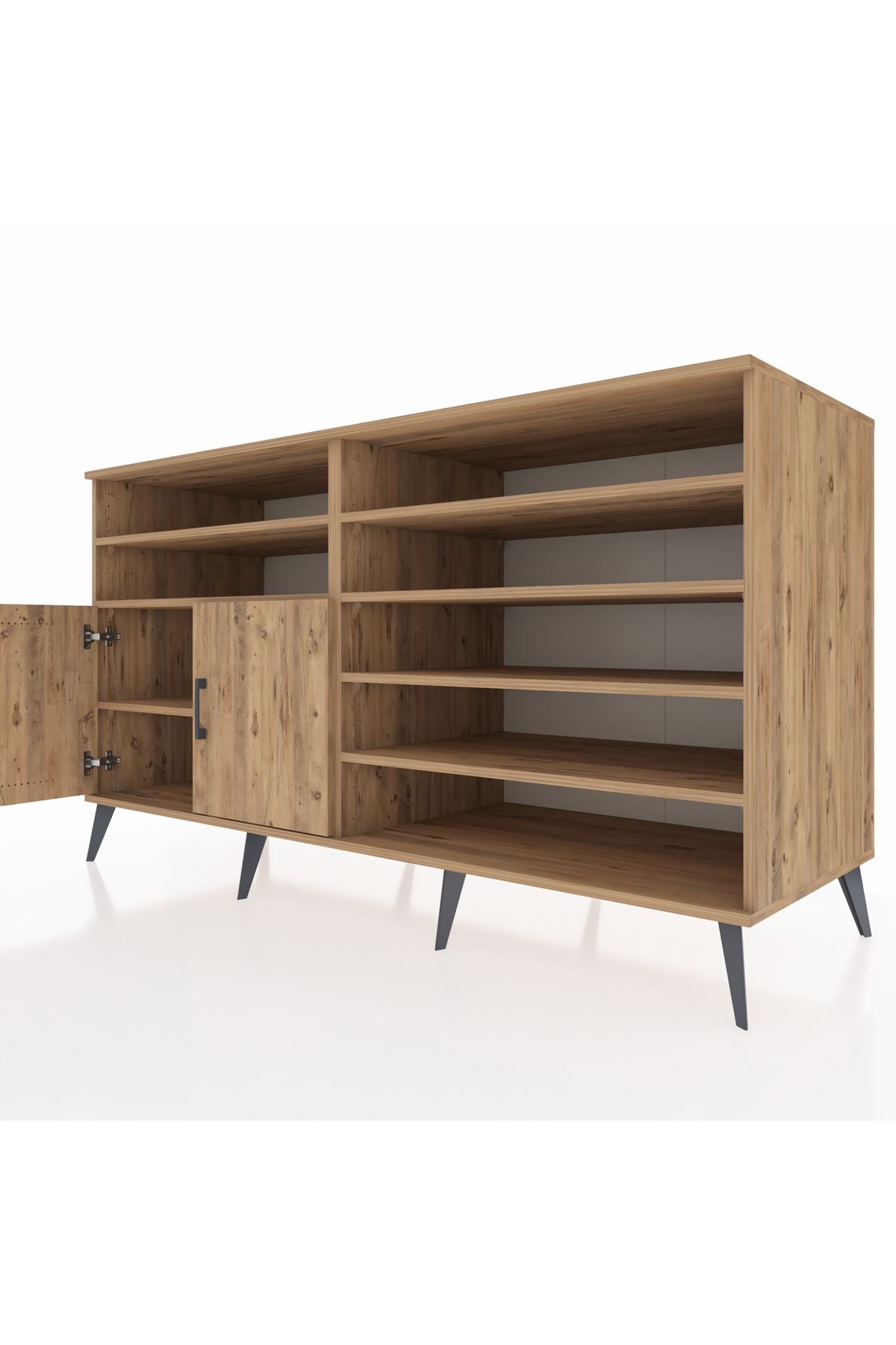 Kronos Konsol 7 Raflı 2 Kapaklı 176x59x99 Çam-Çam