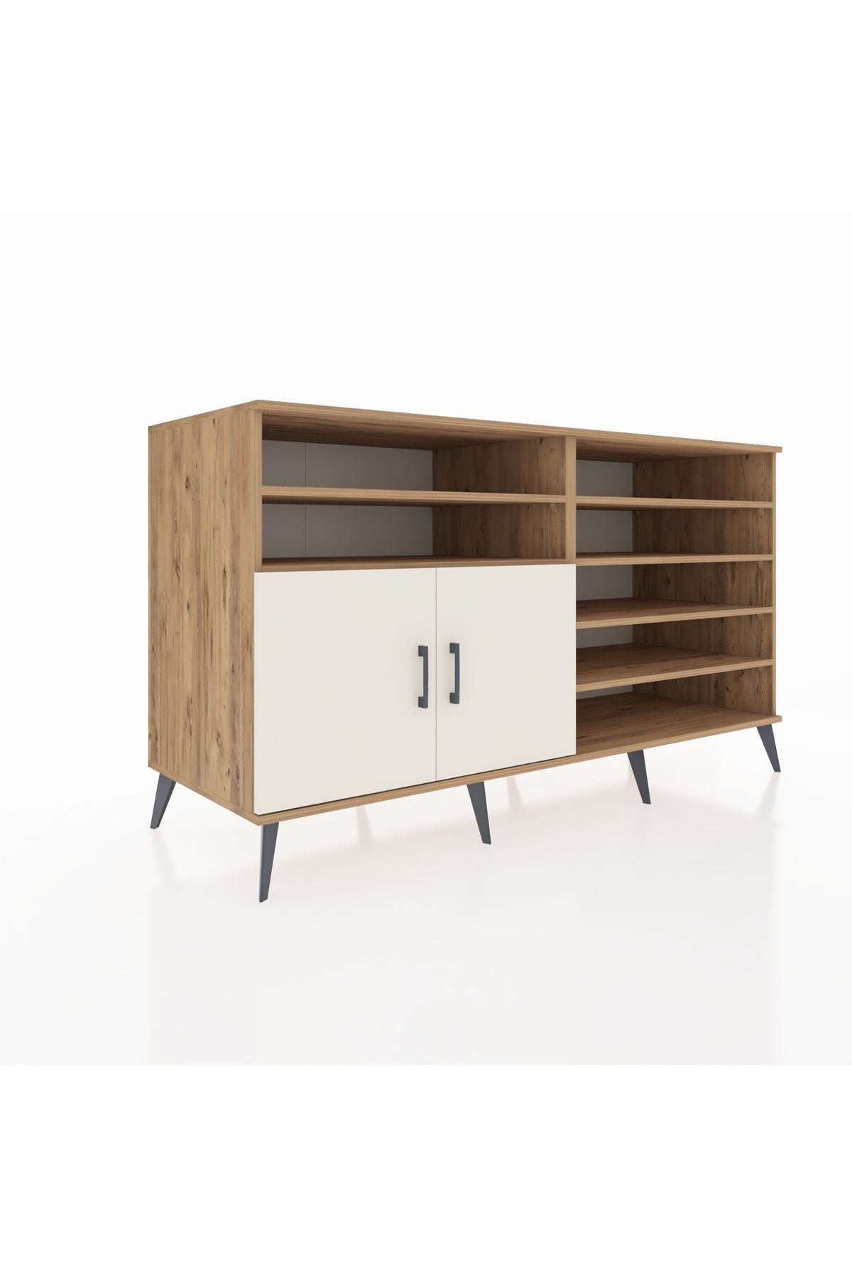 Kronos Konsol 7 Raflı 2 Kapaklı 176x59x99 Çam-Aytaşı/Antrasit