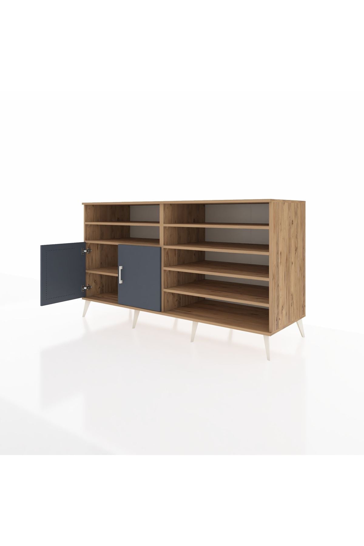 Kronos Konsol 7 Raflı 2 Kapaklı 176x59x99 Çam-Antrasit/Çam