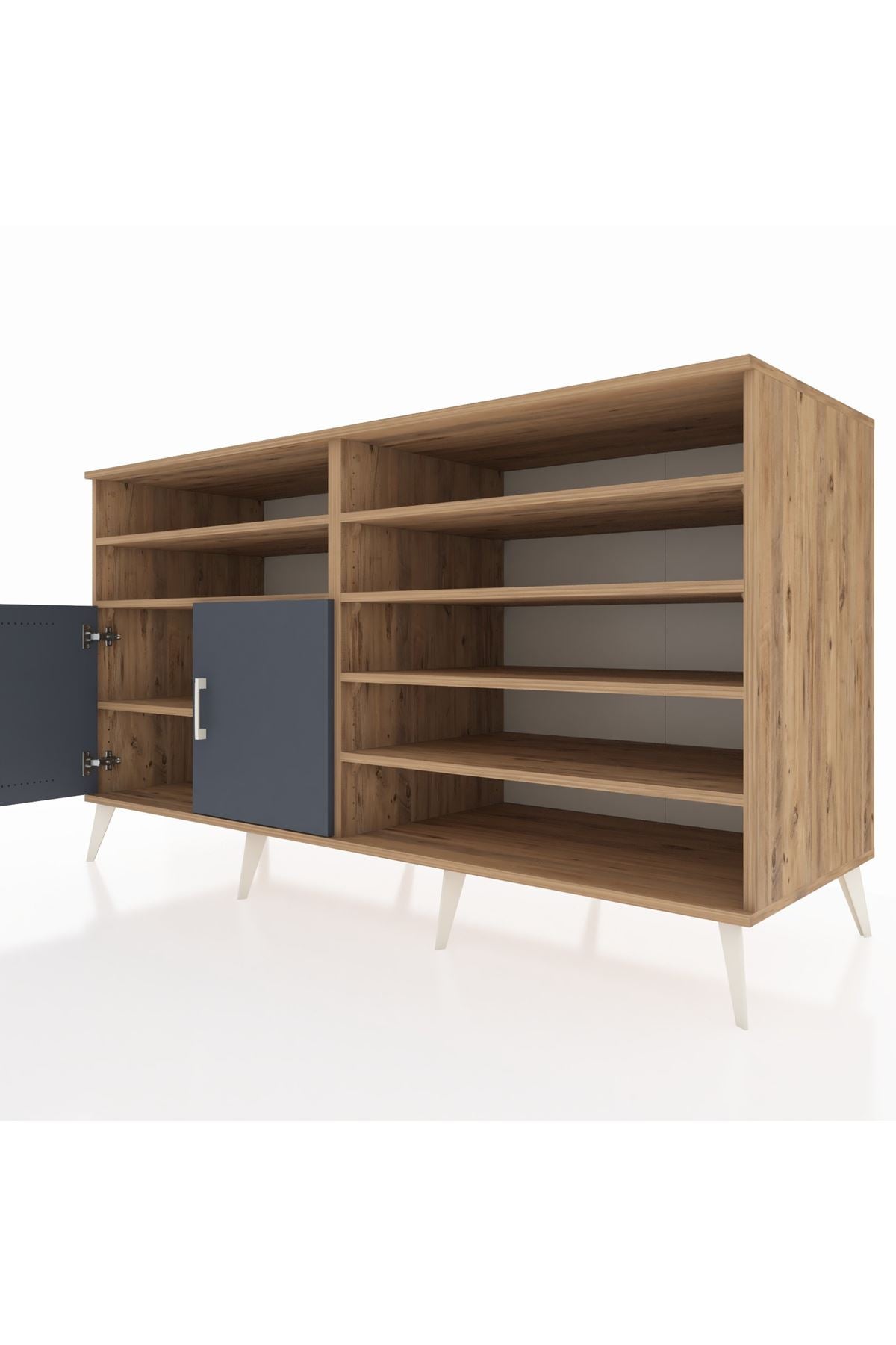 Kronos Konsol 7 Raflı 2 Kapaklı 176x59x99 Çam-Antrasit/Çam