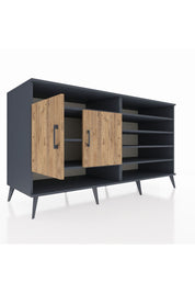 Kronos Konsol 7 Raflı 2 Kapaklı 176x59x99 Antrasit-Çam/Aytaşı