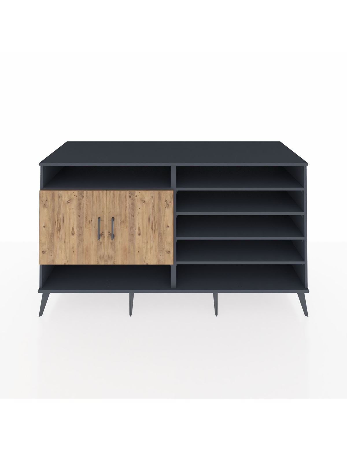 Kronos Konsol 7 Raflı 2 Kapaklı 176x59x99 Antrasit-Çam