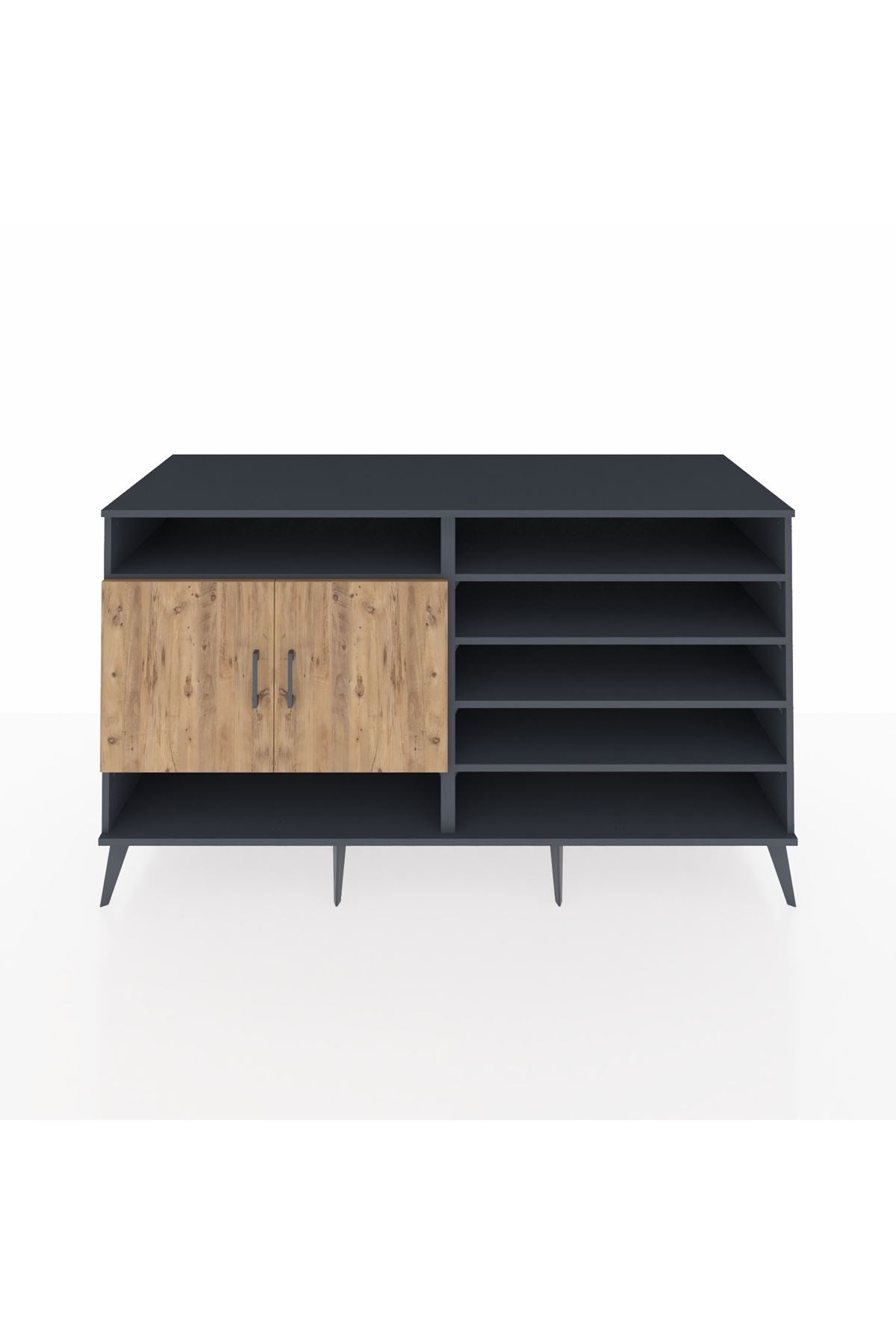 Kronos Konsol 7 Raflı 2 Kapaklı 176x59x99 Antrasit-Çam