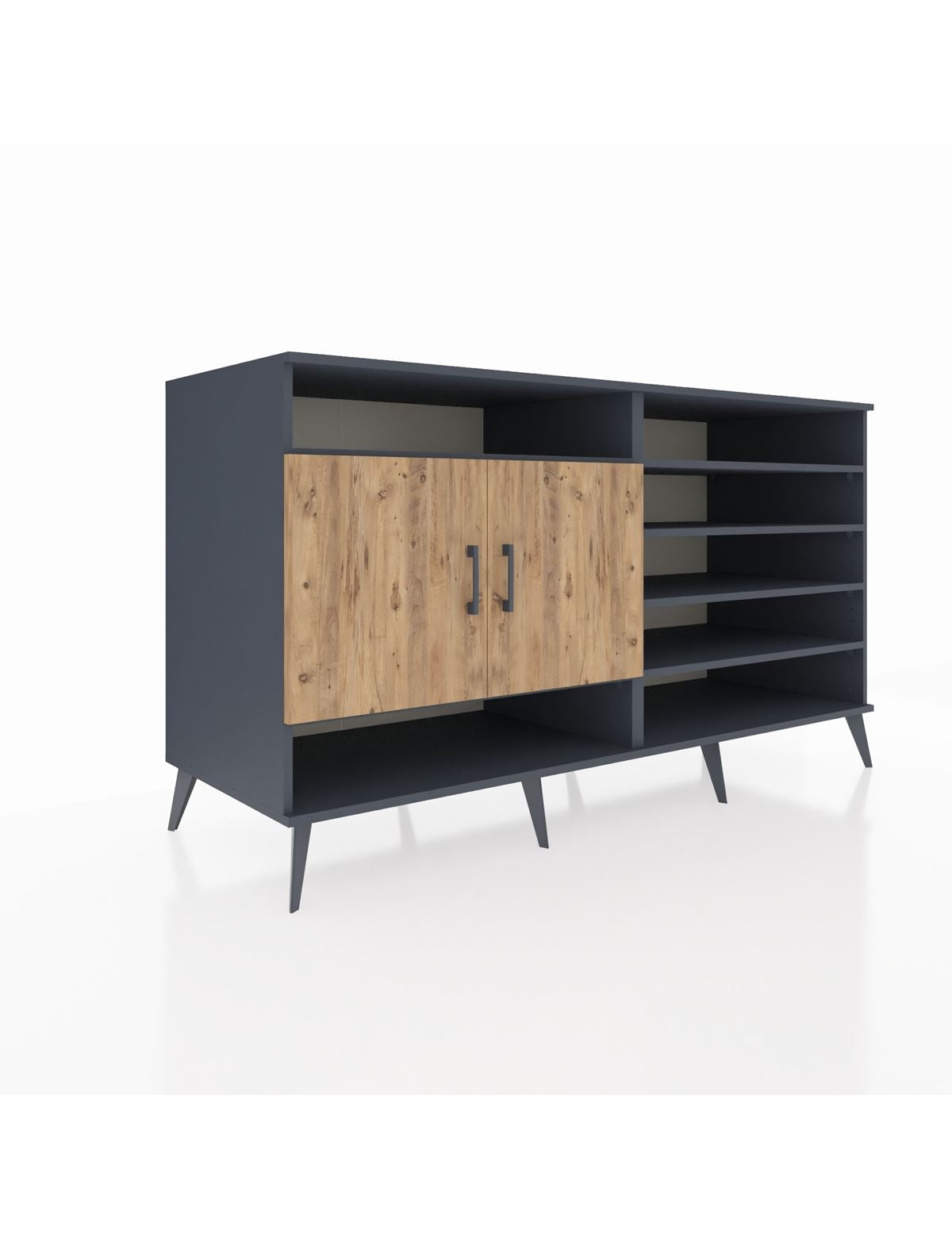 Kronos Konsol 7 Raflı 2 Kapaklı 176x59x99 Antrasit-Çam