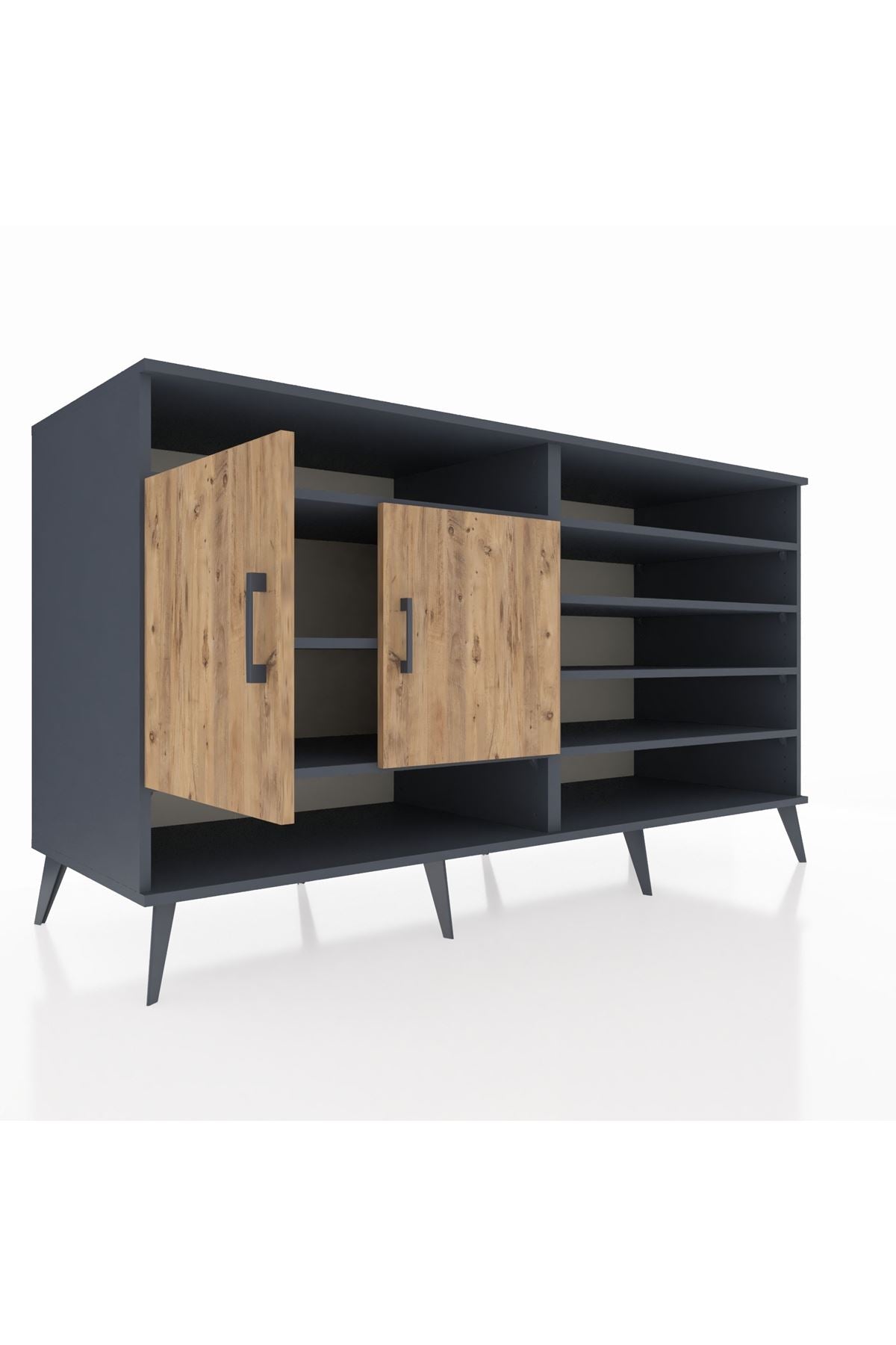 Kronos Konsol 7 Raflı 2 Kapaklı 176x59x99 Antrasit-Çam