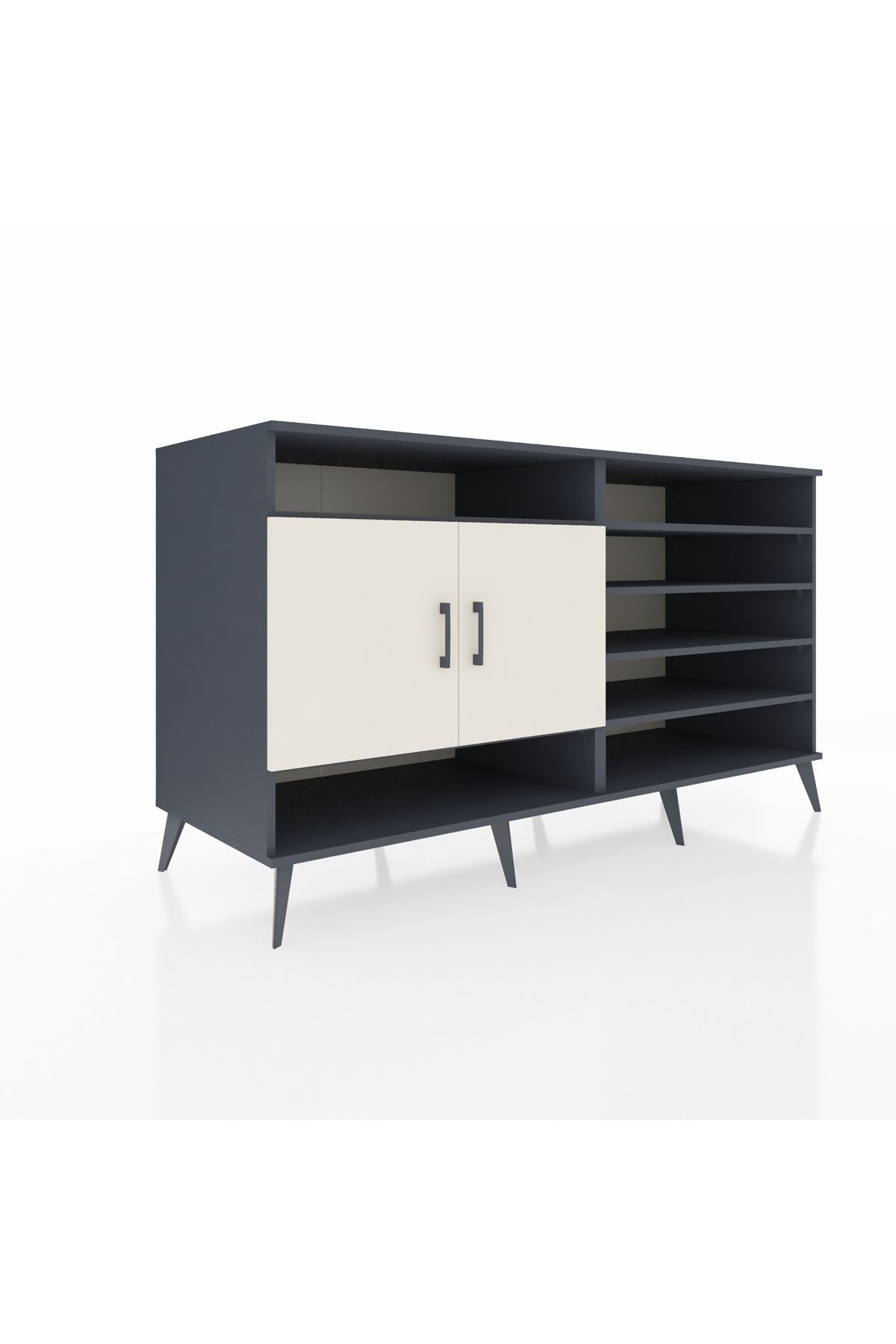 Kronos Konsol 7 Raflı 2 Kapaklı 176x59x99 Antrasit-Aytaşı/Çam