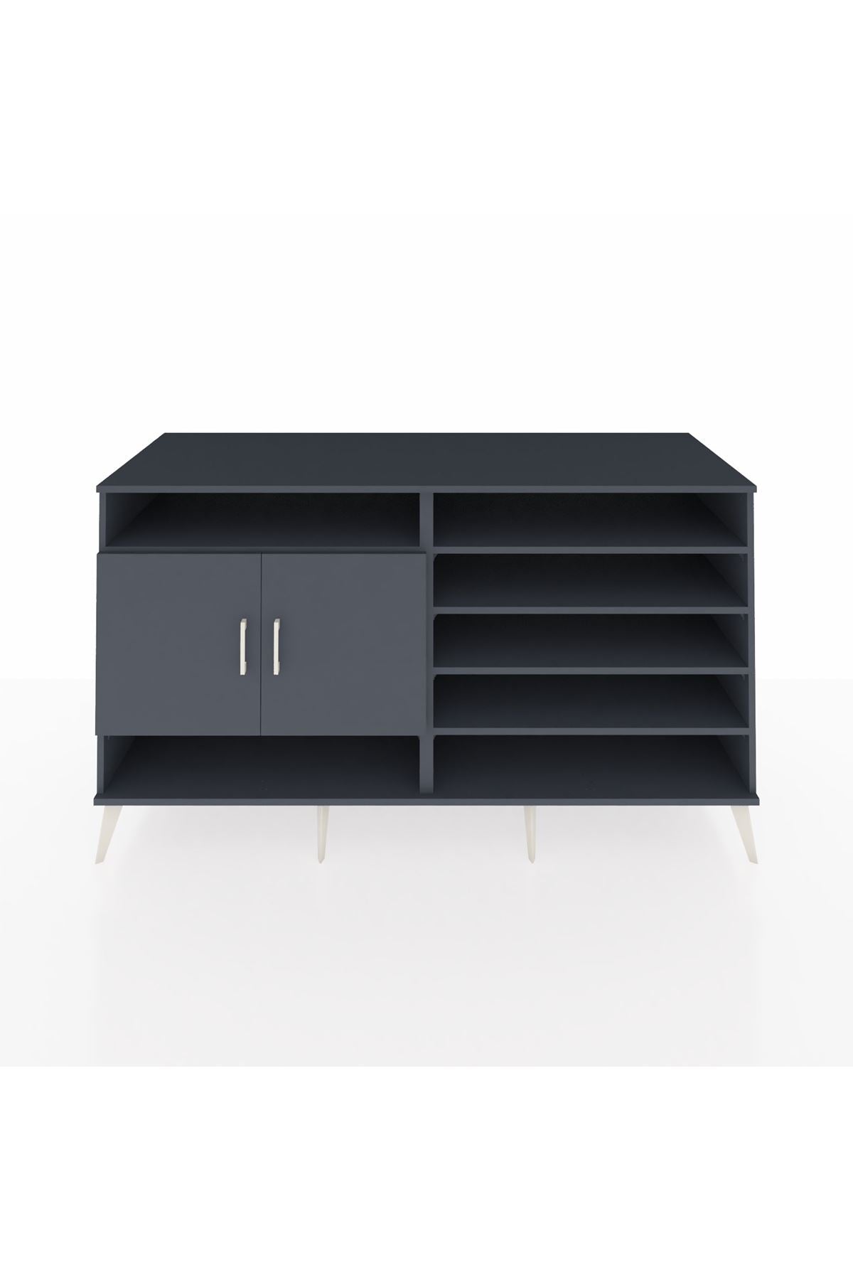 Kronos Konsol 7 Raflı 2 Kapaklı 176x59x99 Antrasit-Antrasit/Aytaşı